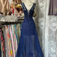 Vintage Evening Dresses,Navy Blue Long Sleeveless Party Gowns  cg25538