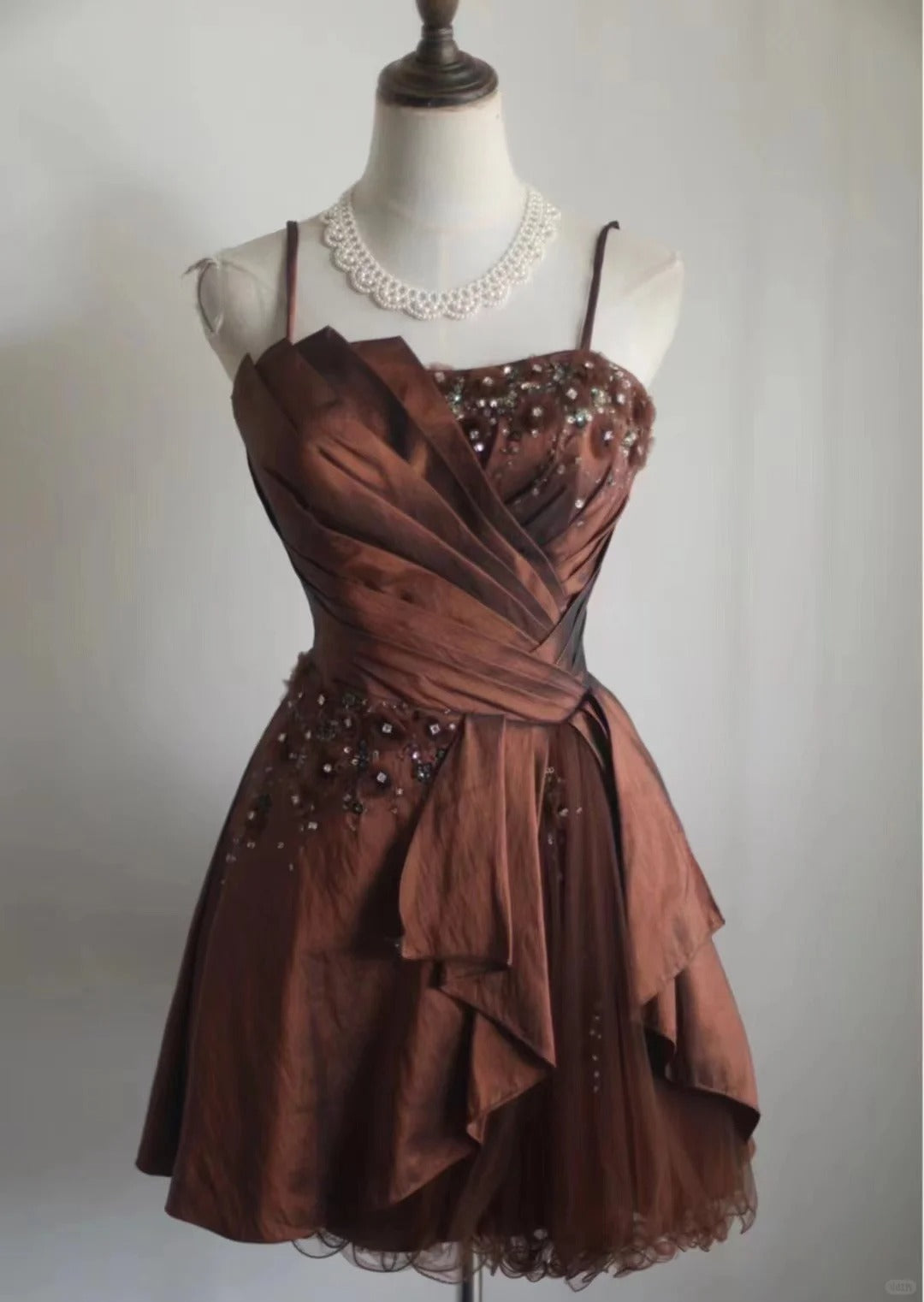 A Line Brown Short Party Dress Cocktail Dresses Homecoming Dress     cg25704