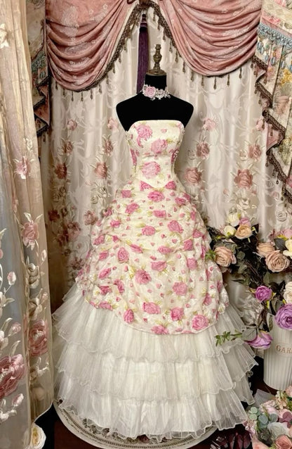 A Line Strapless Tulle Prom Dresses, Long Evening Dress Formal Dress    cg25973