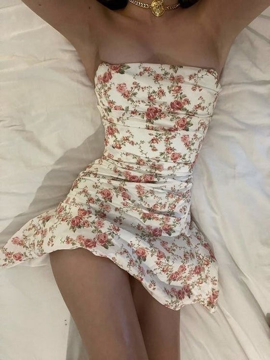 New Arrival Strapless Floral Print Homecoming Dress Party Dress    cg25994