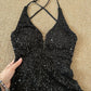 Black Sequin Evening Dresses,Sleeveless Party Prom Dress  cg25476