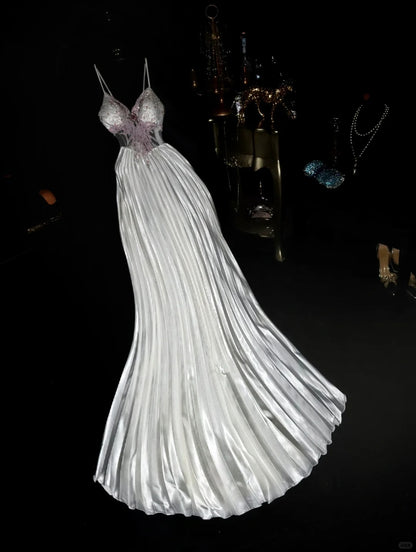 A Line Vintage Spaghetti Straps Long Prom Party Dresses Unique Evening Dress   cg26064