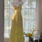Yellow Beaded Evening Dress Unique Long Prom Dress    cg25572