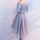 Short Homecoming Dress Off The Shoulder Ruffles Cocktail Dresses Light Grey A Line High Low Party Dresses cg1413