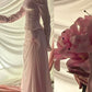 Pink Long Sleeves Evening Dress New Arrive Prom Party Dress    cg25640