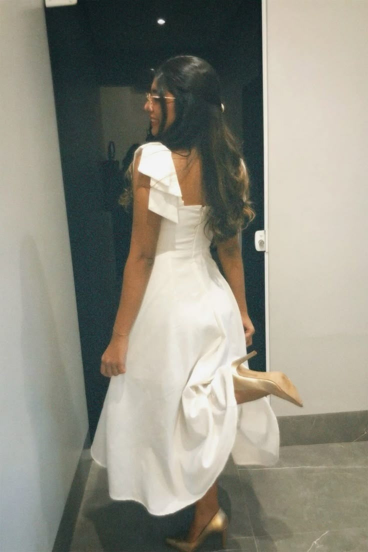 A Line White Prom Party Dresses Simple Evening Dress   cg25902