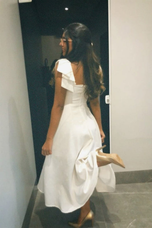 A Line White Prom Party Dresses Simple Evening Dress   cg25902