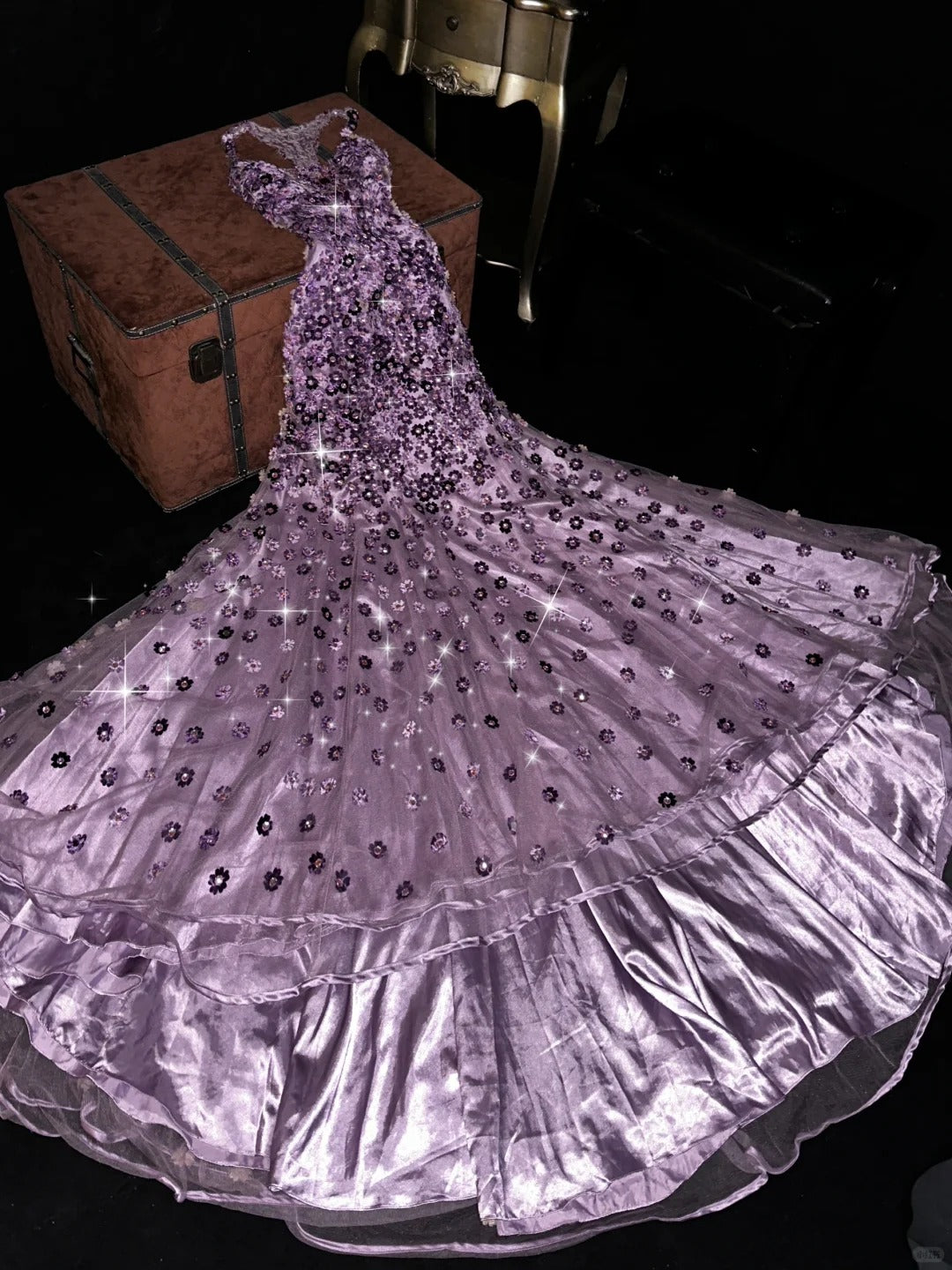 A Line Vintage Purple Long Prom Party Dresses Unique Evening Dress   cg26068