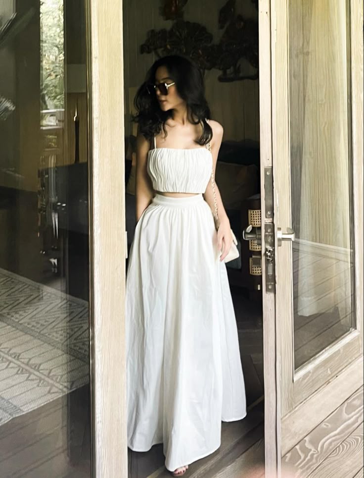 A Line White Two Piece Prom Dresses, Long Evening Dress Formal Dress    cg25976