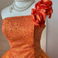 A Line Orange Prom Party Dresses Unique Long Evening Dress Vintage Princess Dress   cg25991