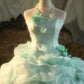 A Line Green Tulle Ball Gown Quinceanera Dress Evening Dress    cg25478