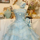 A Line Blue Tulle Ball Gown Quinceanera Dress Unique Long Evening Dress    cg25485