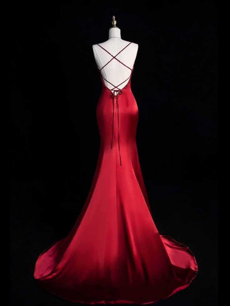 Red Mermaid Long Prom Party Dresses Unique Evening Dress   cg26058