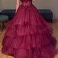 A Line Tulle Sparkly Prom Dress Long Evening Party Gowns    cg25846