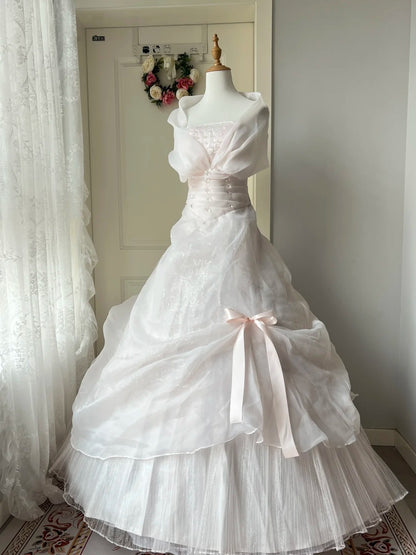 A Line Pink Prom Party Dresses Unique Long Evening Dress Vintage Princess Dress   cg25985