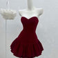 Burgundy Strapless Short Evening Party Dress Homecoming Gowns      cg25597