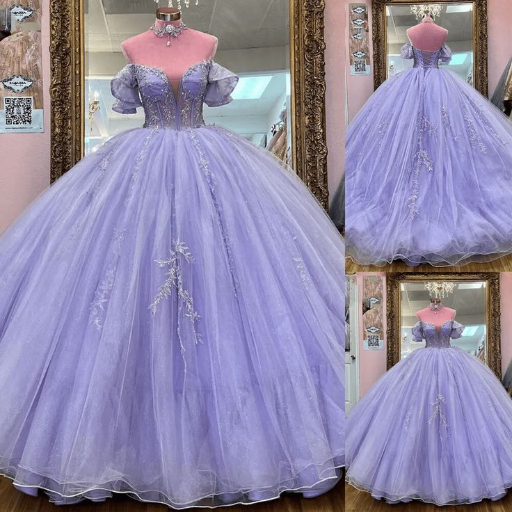 Off The Shoulder Ball Gown Lace Quinceanera Evening Formal Dresses     cg25682