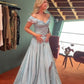 Blue Off-the-shoulder Elegant A-Line Long Prom Dress Birthday Dress   cg25465