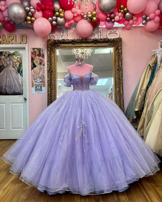 Off The Shoulder Ball Gown Lace Quinceanera Evening Formal Dresses     cg25682