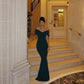 Dark Green Mermaid Off Shoulder Evening Dress Long Prom Party Gowns    cg25792