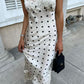 Lace Patchwork Satin Polka Dot A-Line Maxi Dress for Women Elegant Chic Birthday Party Outfit Evening Dress    cg25820