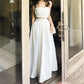 A Line White Two Piece Prom Dresses, Long Evening Dress Formal Dress    cg25976