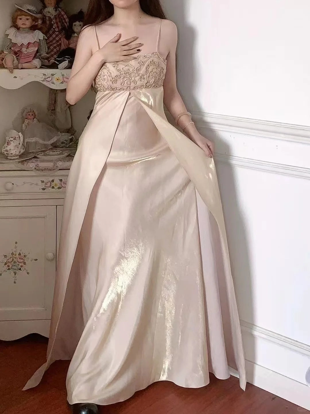 A Line Vintage Long Party Dress Evening Dress Prom Dresses     cg25696