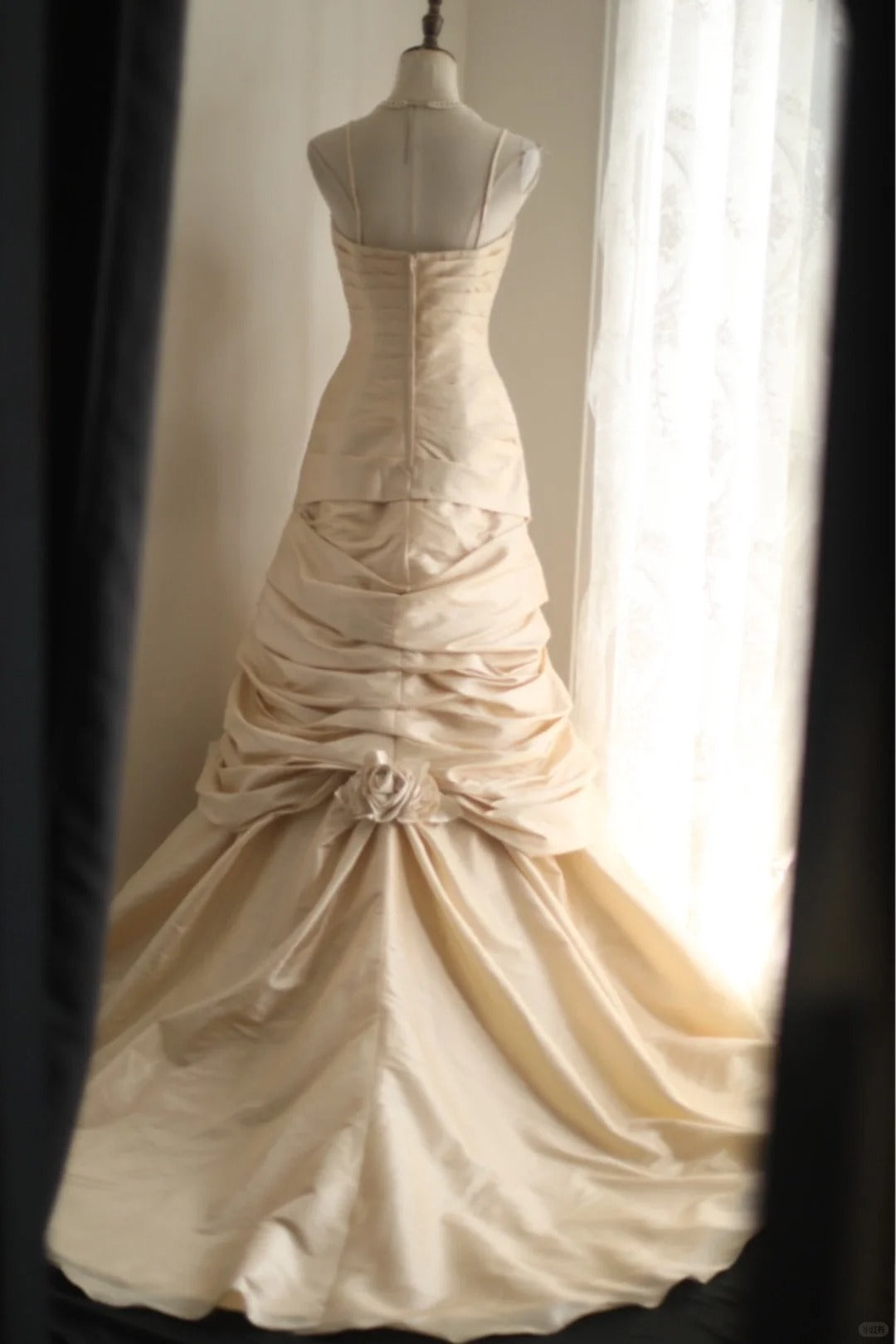 A Line Champagne Wedding Dress Sleeveless Long Princess Evening Dress   cg25941