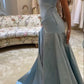 Blue Off-the-shoulder Elegant A-Line Long Prom Dress Birthday Dress   cg25465