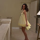 A Line Yellow Chiffon Short Party Dress Cocktail Dresses Homecoming Dress     cg25739