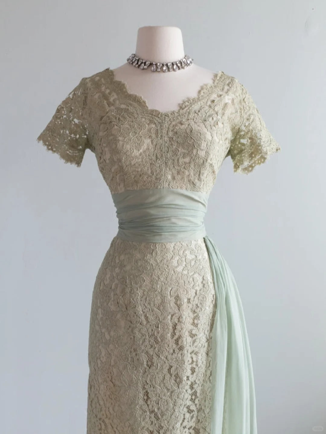 Green Lace Vintage Prom Party Dresses Unique Evening Dress   cg26051