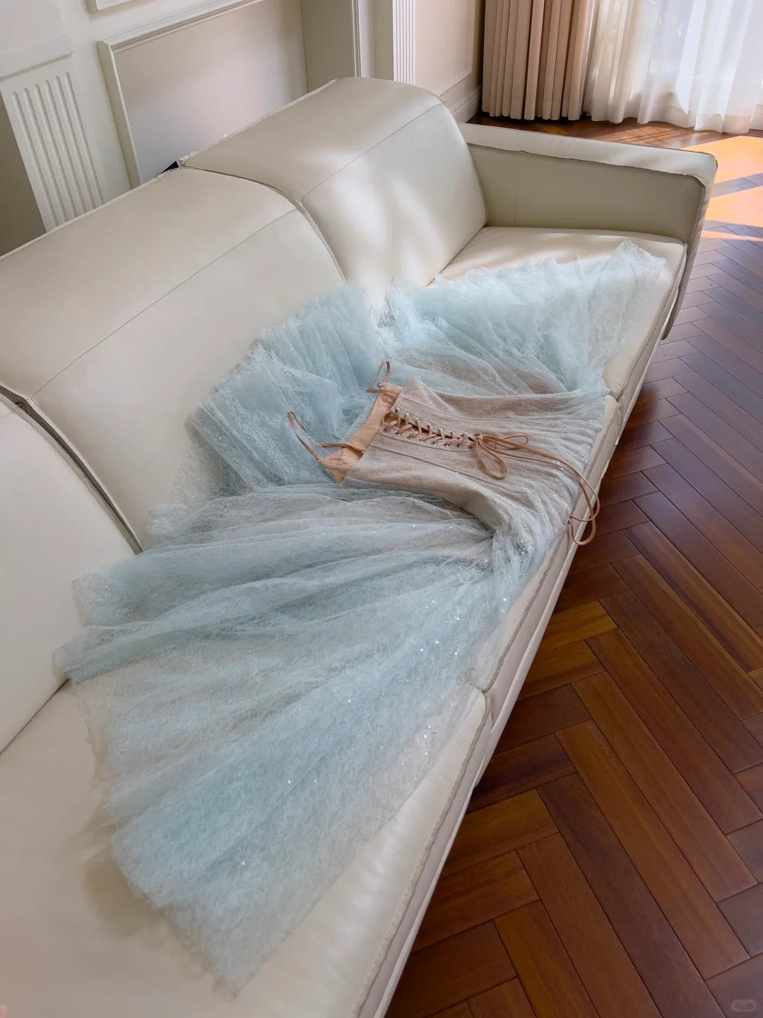 Blue Prom Party Dresses Unique Long Evening Dress Vintage Princess Dress   cg26006