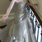 Sliver Grey Satin Straps Long Formal Gown, Cute Long Prom Dress      cg25173