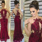 Sexy Mermaid Lace Red Beading Backless Prom Dress  cg7205