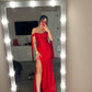 Charming Red Off Shoulder Evening Dress With Side Split     cg25134