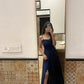 Navy Blue Evening Dresses Long Prom Gown With Slit     cg25158