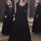 Beautiful A line Long Sleeves Black Velvet Long Prom Dress      cg25136