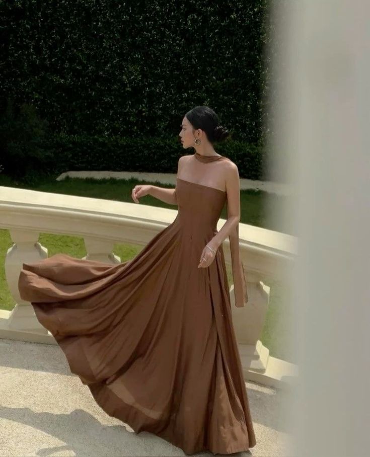 Pretty A-Line Brown Long Prom Dresses Formal Evening Dress    cg25865
