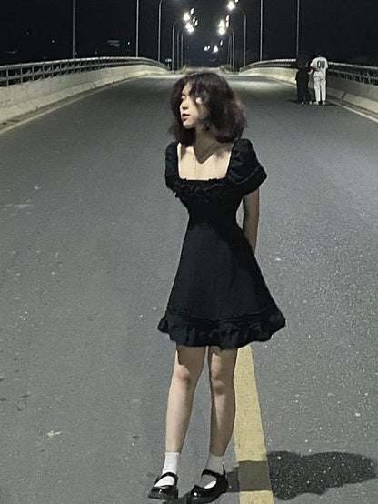 A Line Black Square Neck Cocktail Dresses Homecoming Dress Short Prom Dress Party Dress    cg26039