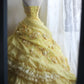 A Line Yellow 3D Flowers Wedding Dress Sleeveless Long Princess Evening Dress   cg25936