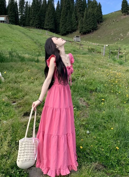 A Line Long Pink Prom Party Dresses Unique Evening Dress   cg26055