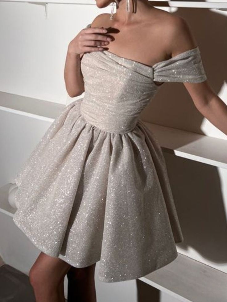 Off Shoulder Sequin Short Evening Prom Dresses Homecoming Gowns      cg25607