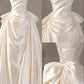 Ivory Satin Strapless Pleats Bow Wedding Dress Long Bridal Gowns  cg25692