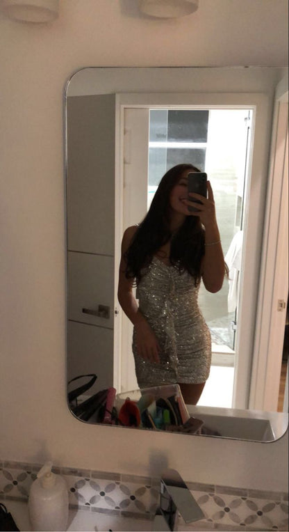 Silver Sequin Cocktail Dresses Homecoming Dress Short Prom Dress Party Dress    cg26042