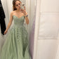 A Line Sage Green Tulle Evening Dress Long Prom Party Dress    cg25638