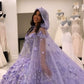 Blumen Quinceanera Kleider Off Schulter Ballkleid Puffy Spitze Stickerei Prinzessin Sweet 16 Mädchen cg24835