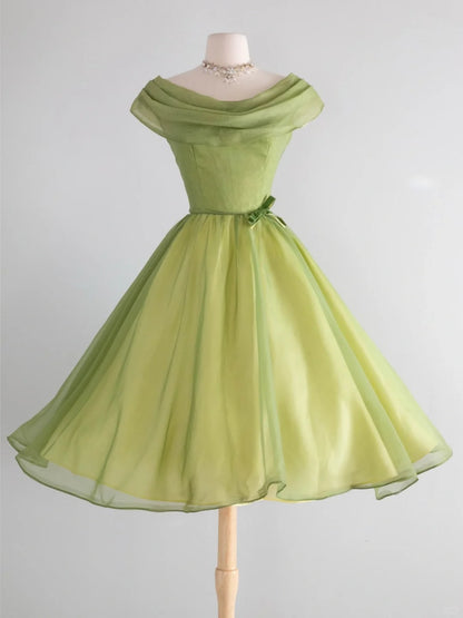 A Line Green Off Shoulder Short Party Dress Cocktail Dresses Homecoming Dress     cg25702