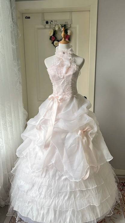 A Line Pink Prom Party Dresses Unique Long Evening Dress Vintage Princess Dress   cg25984