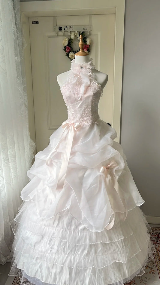 A Line Pink Prom Party Dresses Unique Long Evening Dress Vintage Princess Dress   cg25984