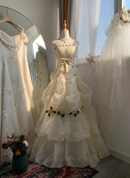 A Line Strapless Tulle Prom Dresses, Long Evening Dress Formal Dress    cg25972